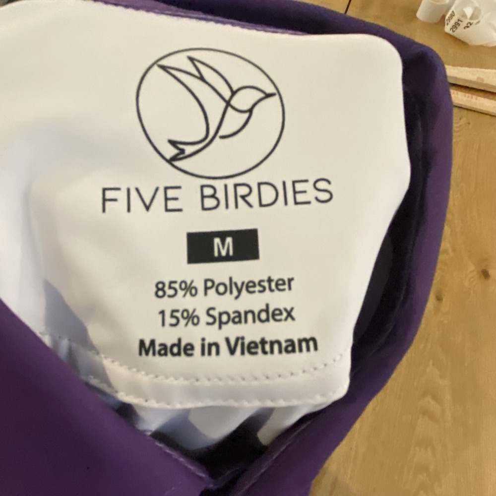 Five Birdies polo Men's Medium Purple Geometric Short Sleeve Endalz Pro-am - Picture 4 of 9